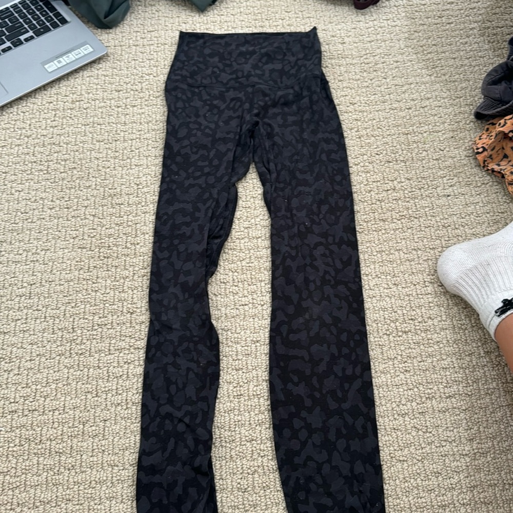lululemon align pant 25” black and grey leopard print RARE